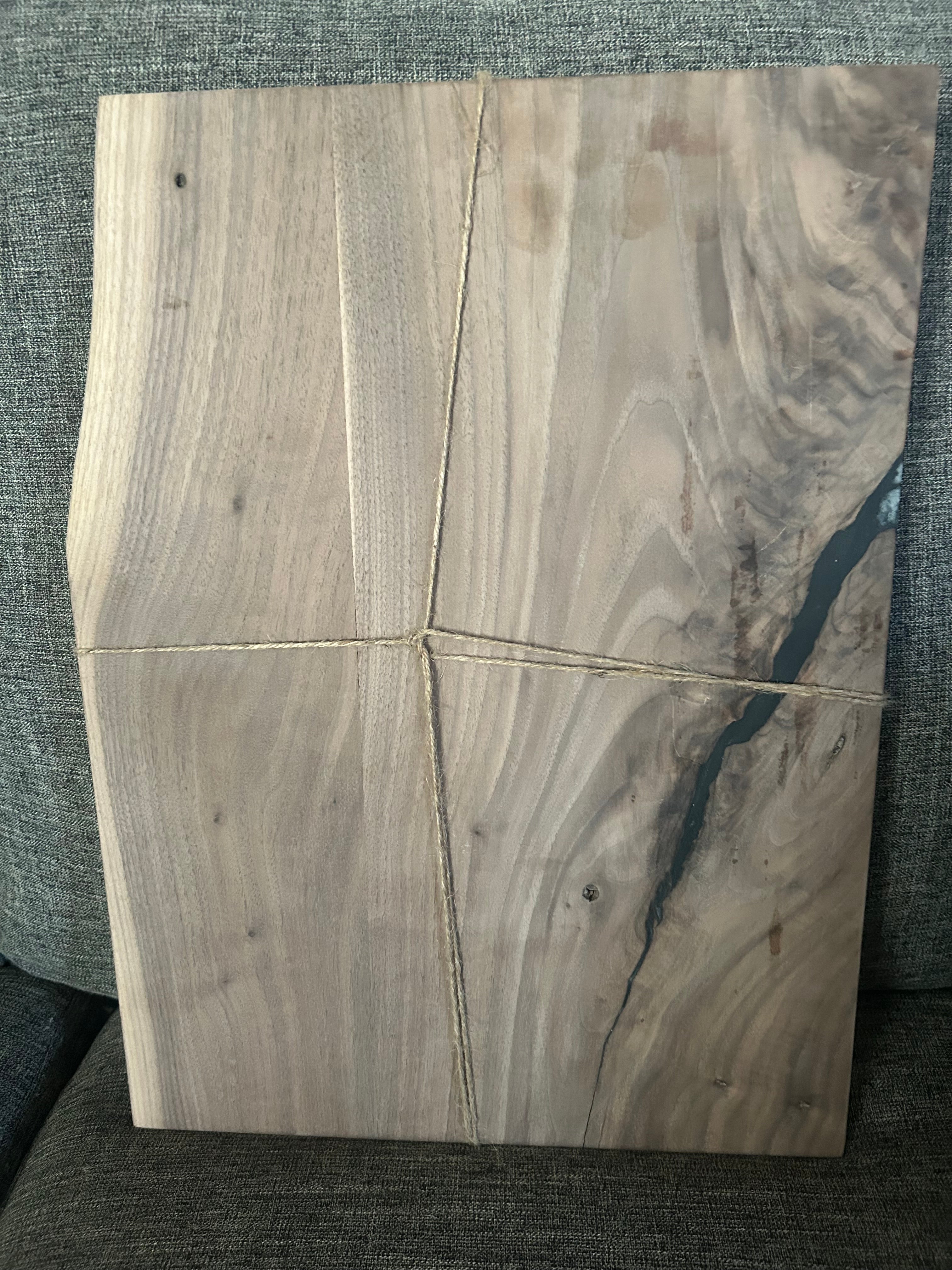 Live Edge Walnut & Deep Blue Epoxy River Charcuterie Board