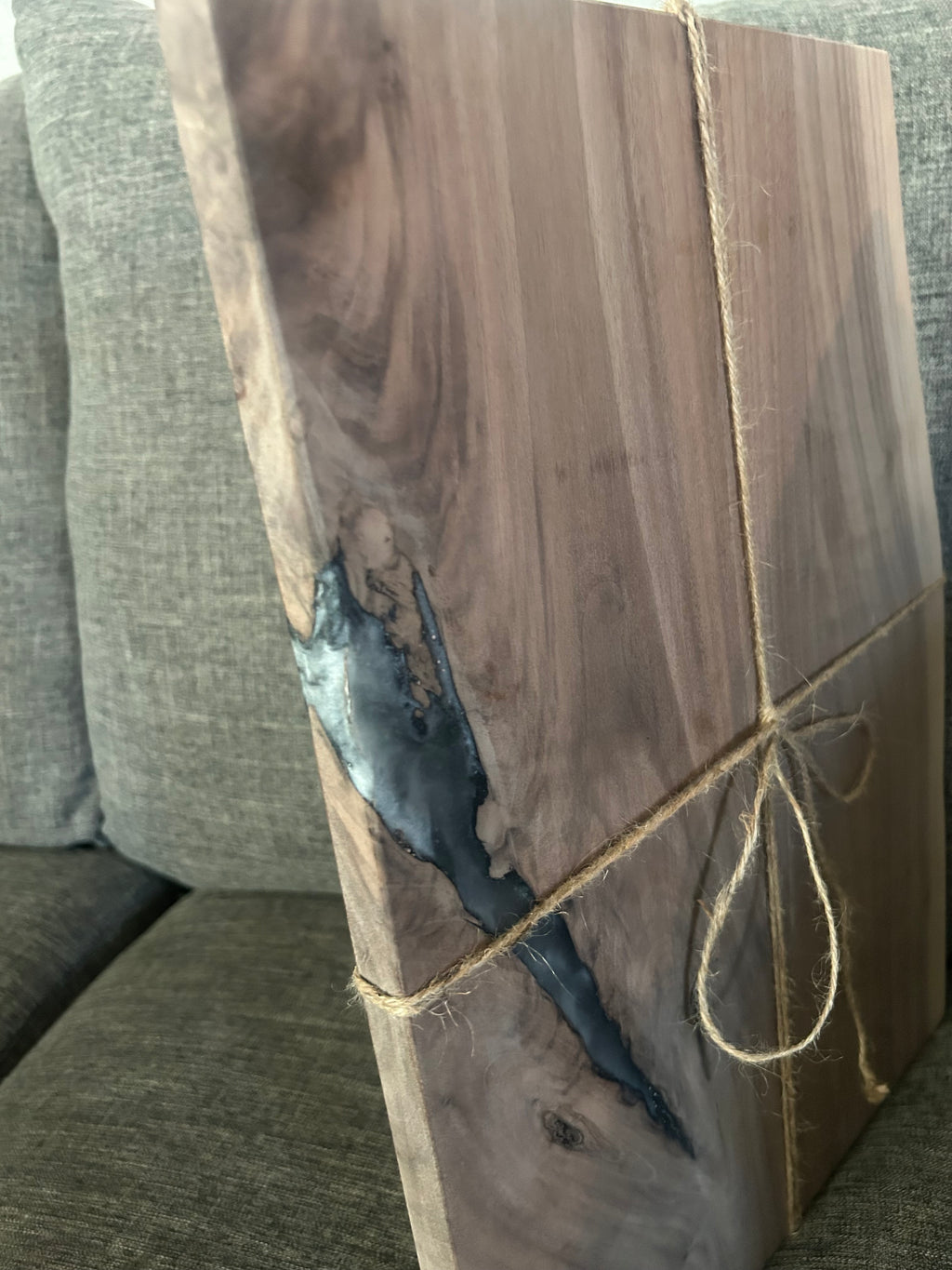 Live Edge Walnut & Deep Blue Epoxy River Charcuterie Board