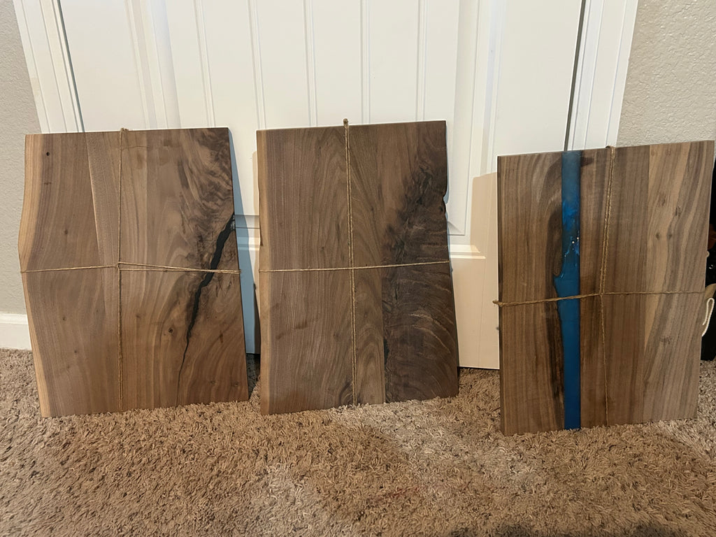 Live Edge Walnut & Deep Blue Epoxy River Charcuterie Board