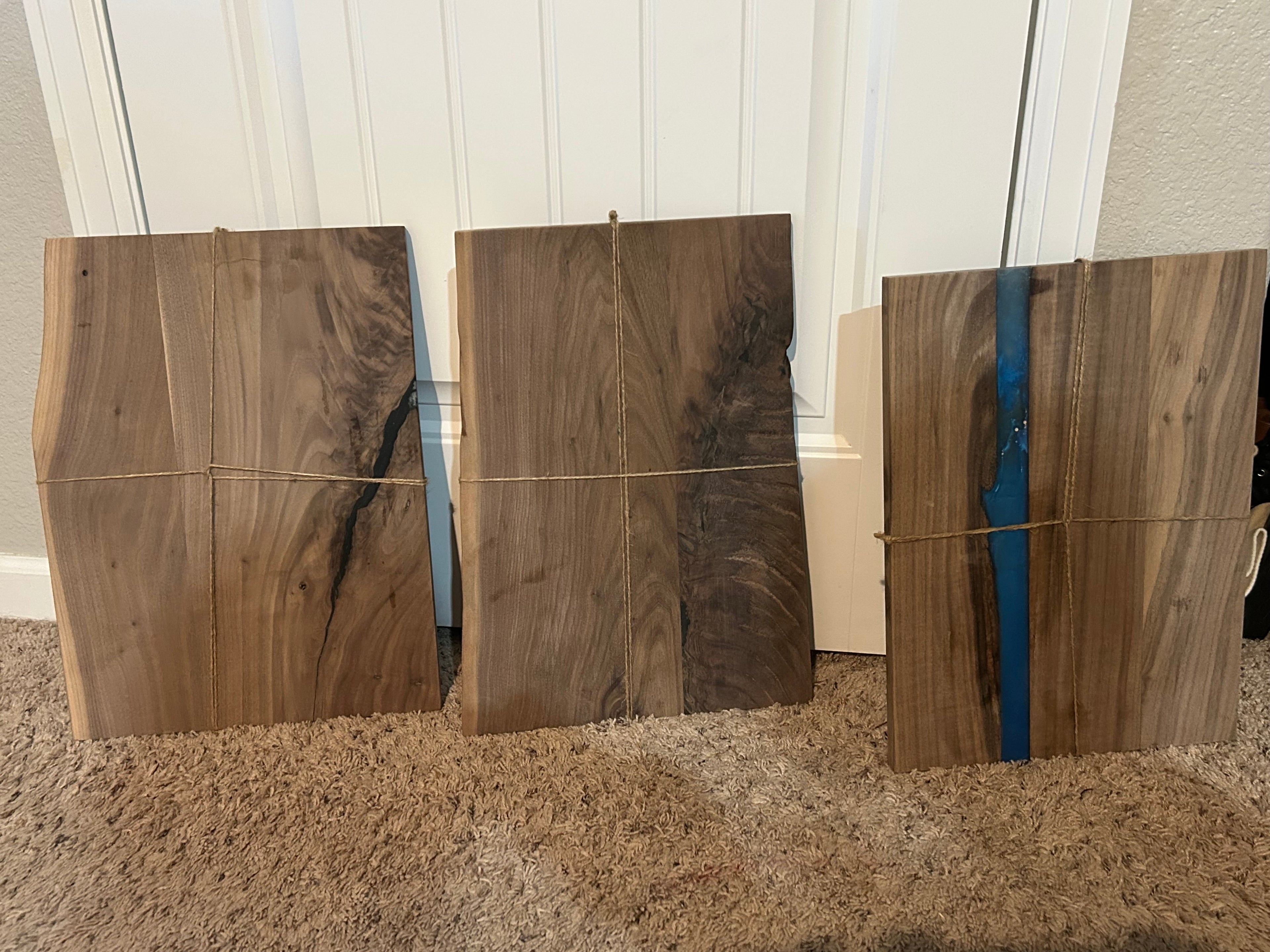 Live Edge Walnut & Deep Blue Epoxy River Charcuterie Board