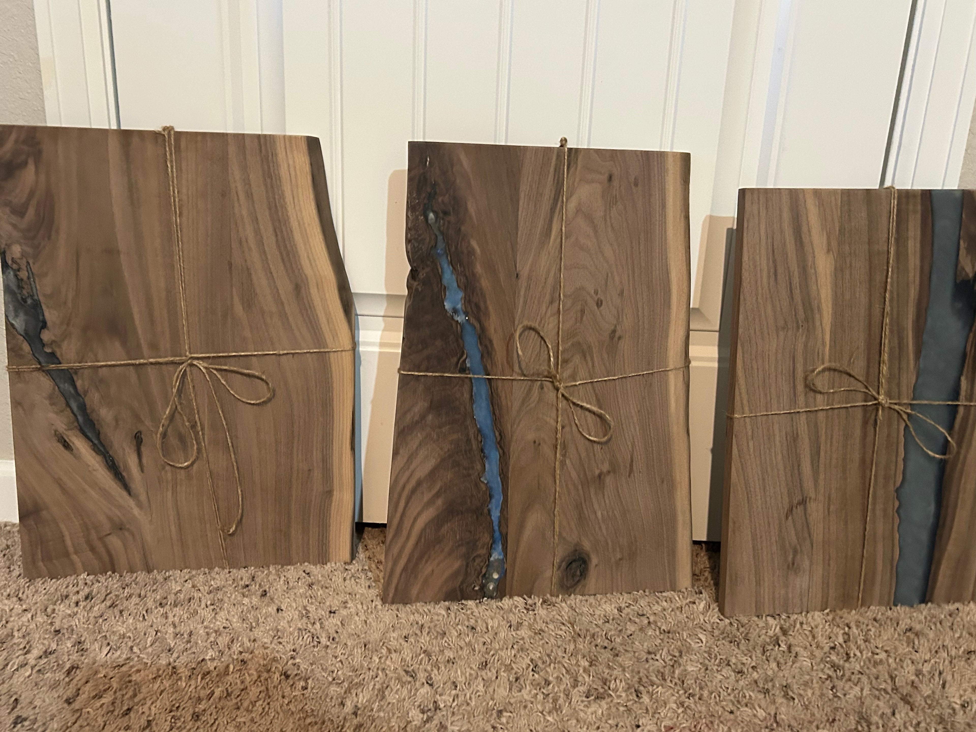 Live Edge Walnut & Deep Blue Epoxy River Charcuterie Board