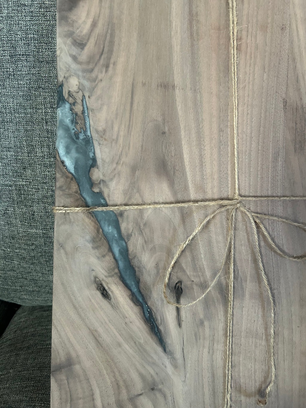 Live Edge Walnut & Deep Blue Epoxy River Charcuterie Board