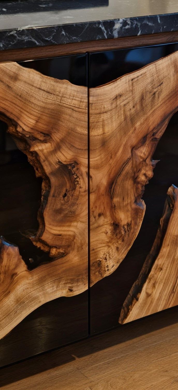 Live Edge Oak & Black Epoxy Custom TV Console | Handcrafted by WOODenLOX