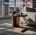 Handmade Live Edge Wood C Table | Modern Walnut Sofa Side Table | Handmade Couch Slide Under Table | Solid Wood Furniture