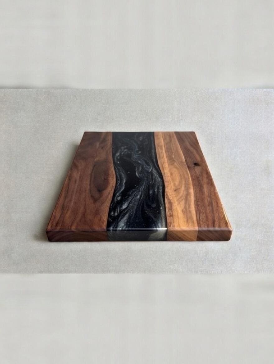 Handmade Walnut Epoxy River Charcuterie Board | Live Edge Serving Tray | Luxury Housewarming Gift | Weeding gift | Crafted in USA