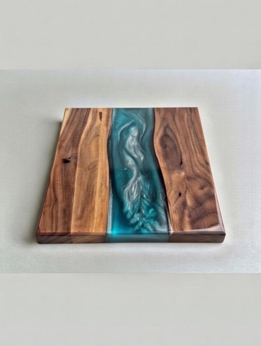 Handmade Walnut Epoxy River Charcuterie Board | Live Edge Serving Tray | Luxury Housewarming Gift | Weeding gift | Crafted in USA