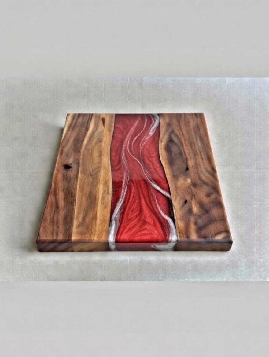 Handmade Walnut Epoxy River Charcuterie Board | Live Edge Serving Tray | Luxury Housewarming Gift | Weeding gift | Crafted in USA
