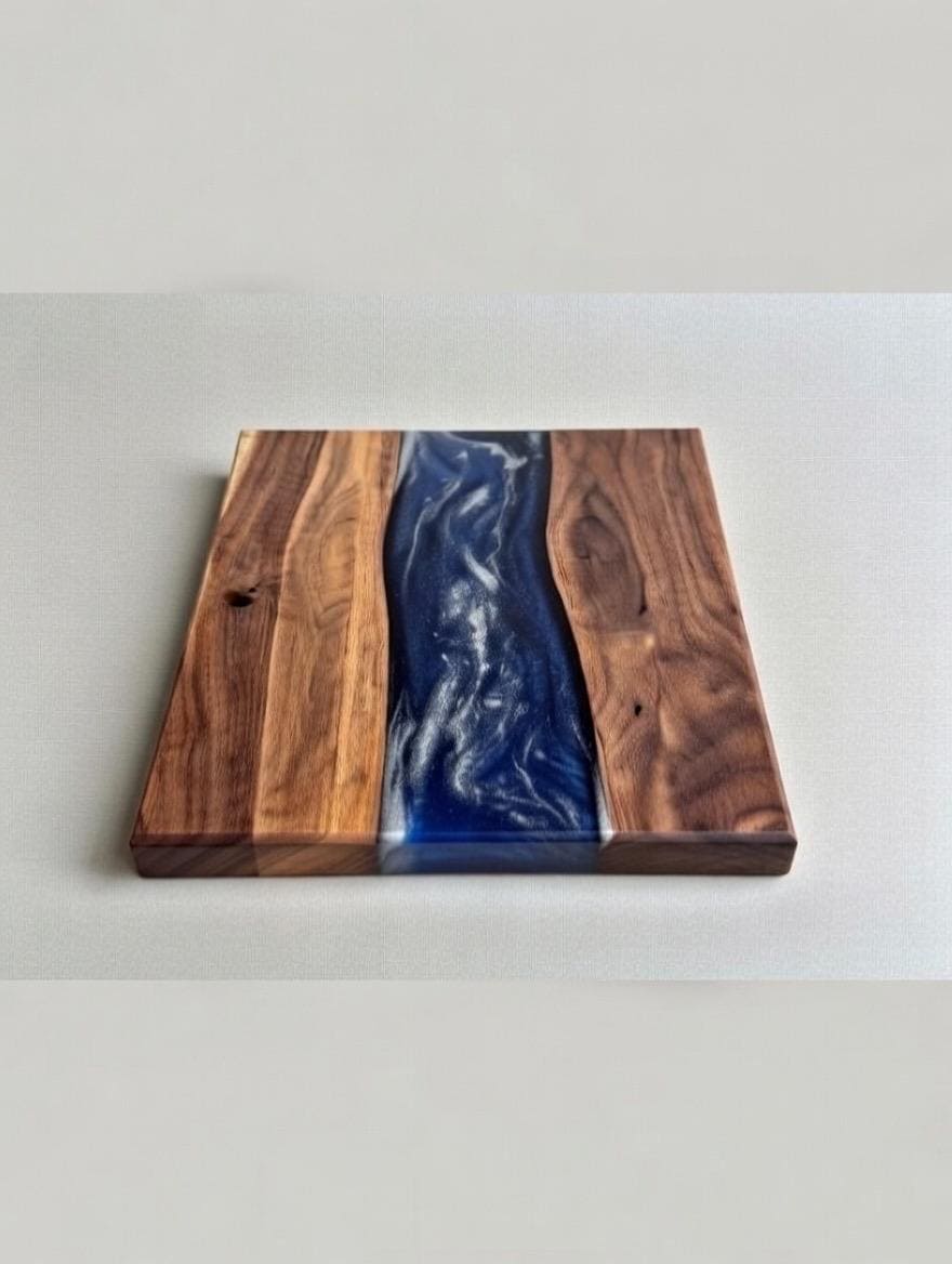 Handmade Walnut Epoxy River Charcuterie Board | Live Edge Serving Tray | Luxury Housewarming Gift | Weeding gift | Crafted in USA