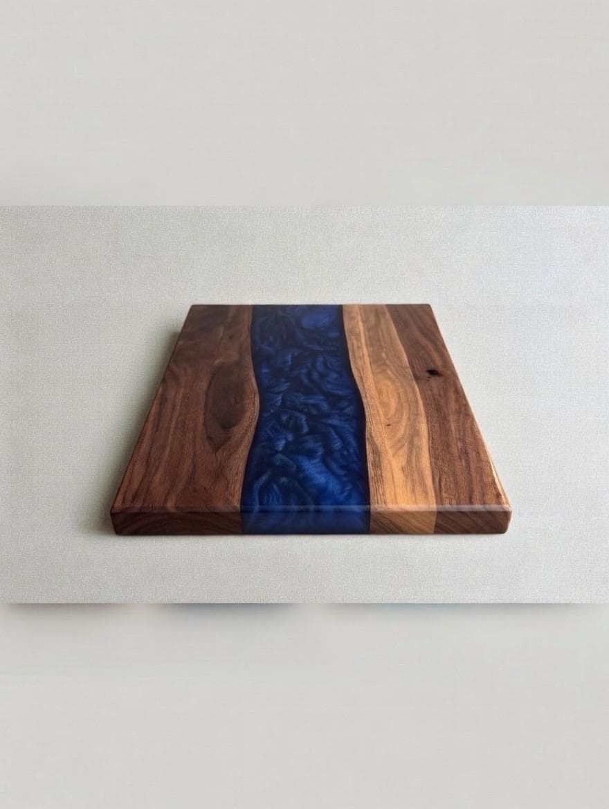 Handmade Walnut Epoxy River Charcuterie Board | Live Edge Serving Tray | Luxury Housewarming Gift | Weeding gift | Crafted in USA