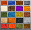 Color swatch chart with various textured color samples