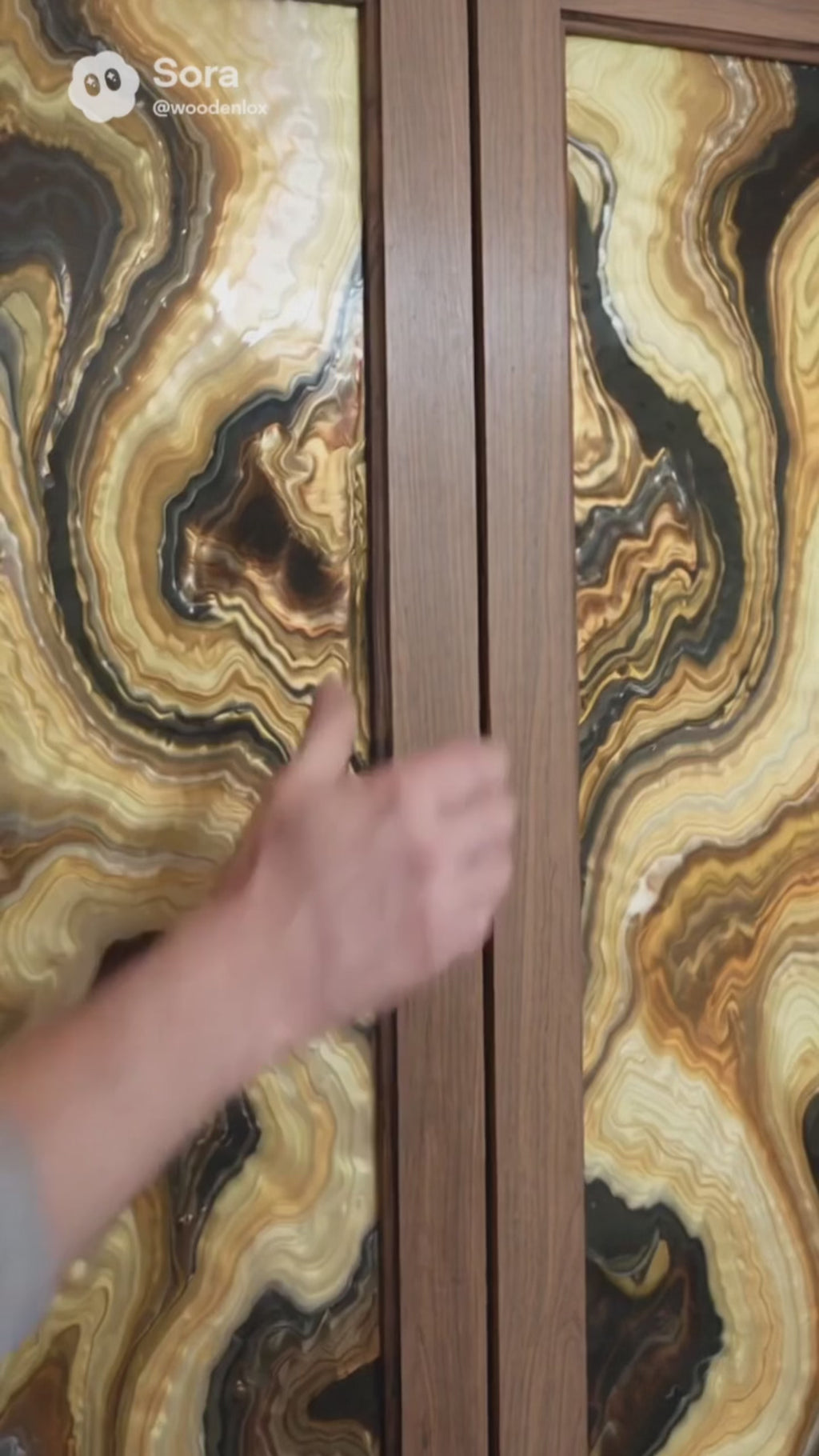 Custom Artisan Epoxy Resin Cabinet Door Panels - One-of-a-Kind Hand-Poured Geode Inlays